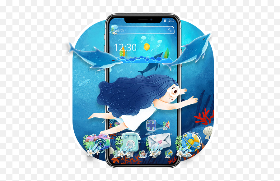 Underwater Cartoon Dolphin Girl Theme U2013 Apps On Google Play Emoji,Teal Dolphin Emoji