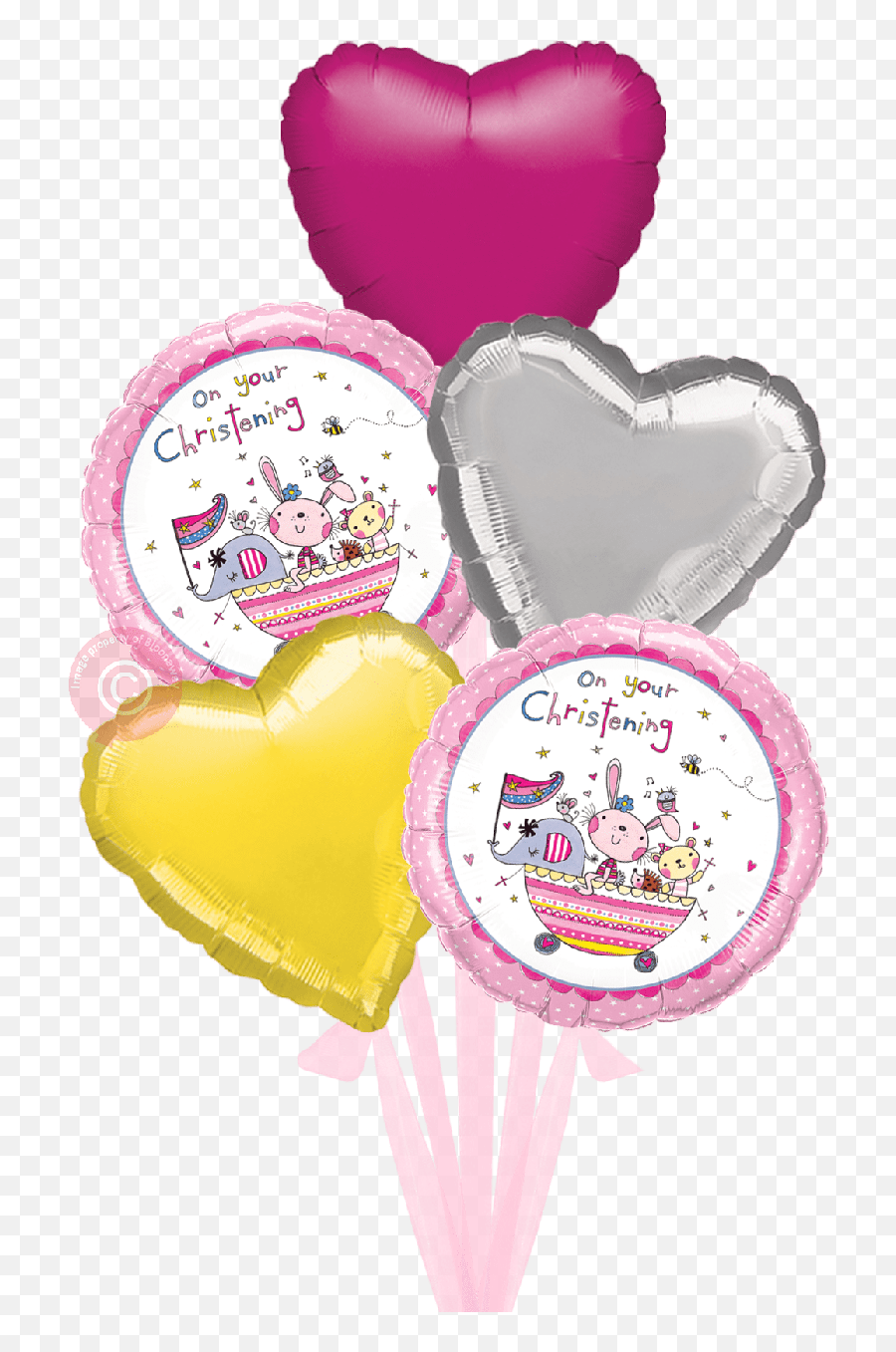 Re - On Your Christening Pink Party Supply Emoji,Pink Heart Emoji Balloons