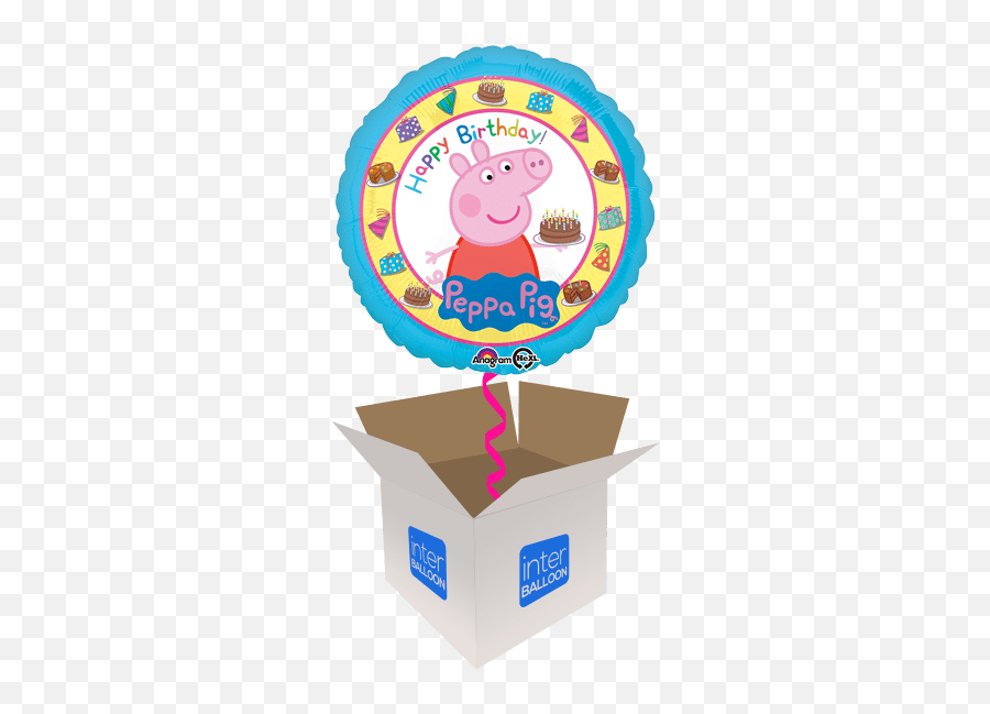 Kings Cross Road Helium Balloon Delivery In A Box Send - Happy Birthday Pepa Pig Emoji,Box With Cross Emoji