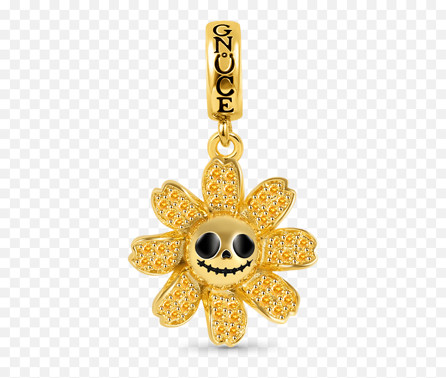Daisy Skull Dangle Charm Pendant Sterling Silver 18k Gold Plated - Solid Emoji,Moon Emoji Necklaces
