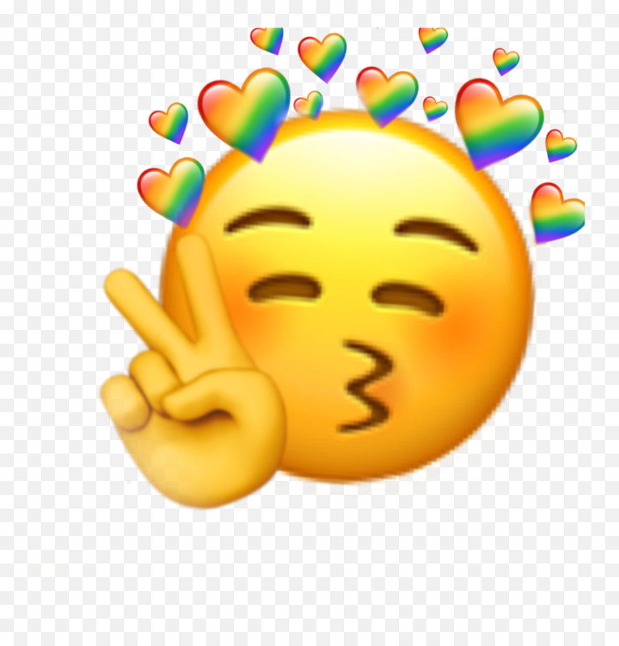 Cute Cool Emoji Rainbow Sticker By Latifa - Peace Sign Kissy Face Emoji,Cool Emoji