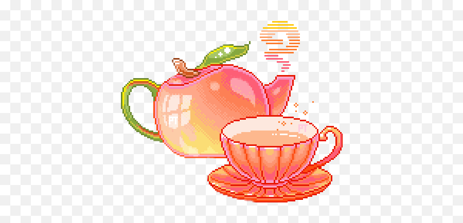 Tea Kawaii Kawaiisticker Drink Sticker - Pixel Art Cup Png Emoji,Kawaii Tea Set Emoji
