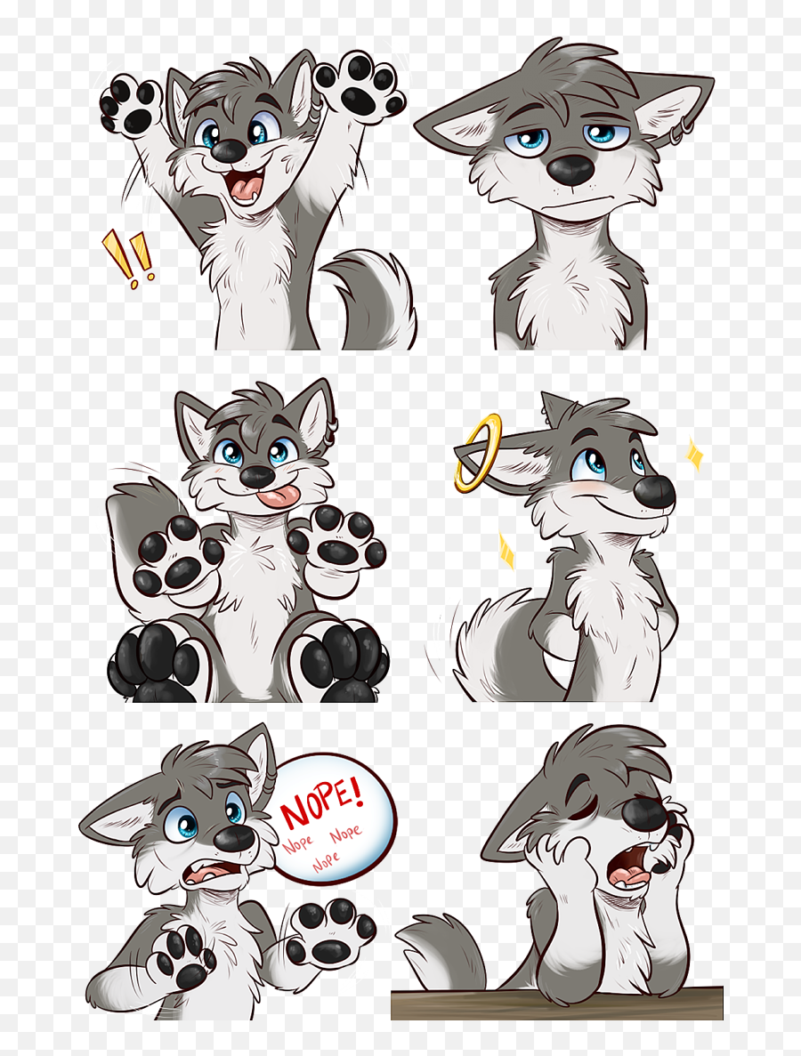 Lukos Stickers Commissioned By Lukos - Wolf Fur Affinity Fictional Character Emoji,Telegram Sticker Emotions