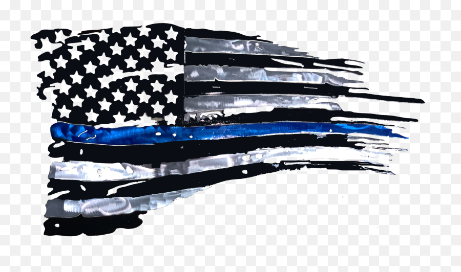 Thin Blue Line American Flag Png - Flag Waving Illustration Metal Tattered American Flag Emoji,American Flag Emoticon Linkedin