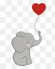 Matriz De Bordado Elefante Com Balão De Coração - Elefante Com Balão Png Emoji,Emoticons De Balão
