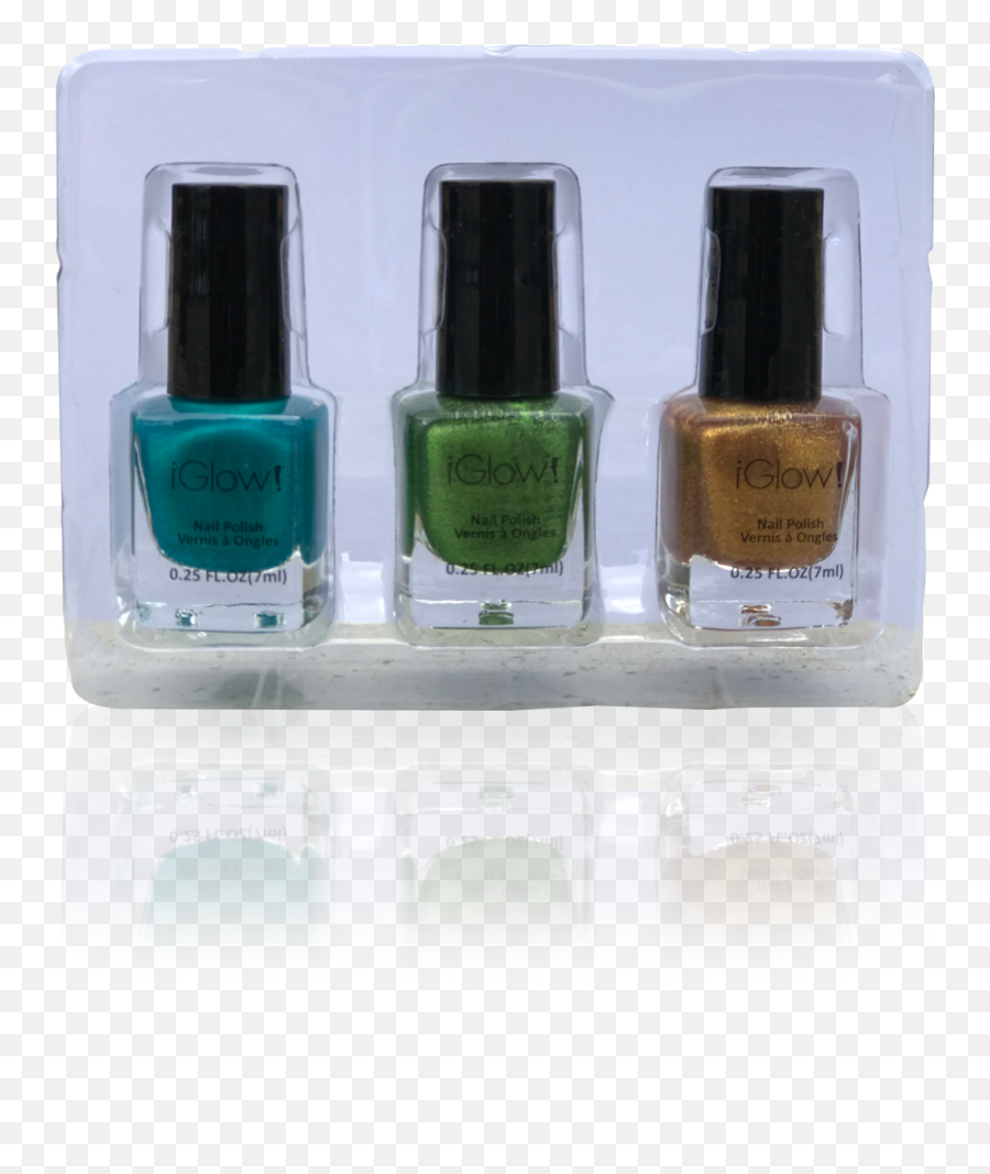 Iglow Nail Polish 3pk Shades - Blue Green Gold U2013 Brush Nail Polish Emoji,Emoji Toe Nail Bling