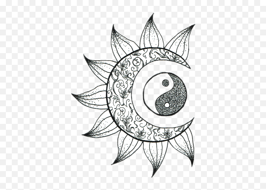 Download Tumblr Moon Sol Luna Sticker Png Tumblr Flower Moon - Dibujos De La Luna Emoji,Tumblr Flower Emoji