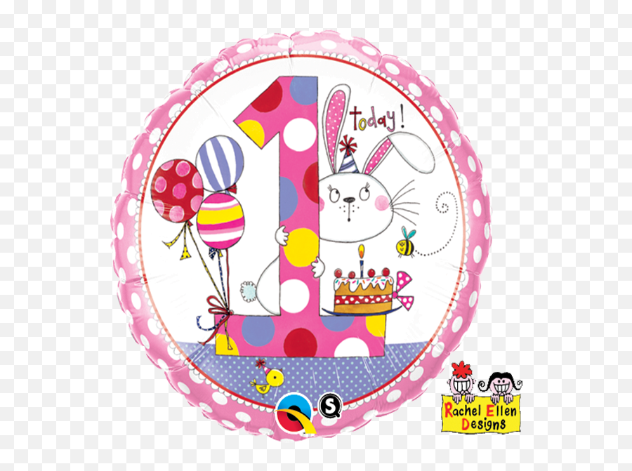 Bunny Polka Dots Qualatex Foil Balloon - Party Balloons 1st Birthday Girl Emoji,Ellen Emojis