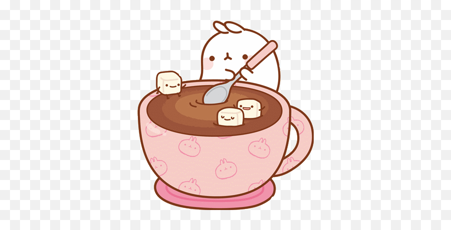 Kawaii Cute Rabbit Cup Sticker - Kawaii Things Emoji,Kawaii Tea Set Emoji