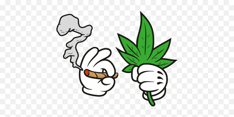 Hand Holding Marijuana Leaf And Smoking Weed Svg Mickey Emoji,Emoticon Green At Top Holding Lips Together