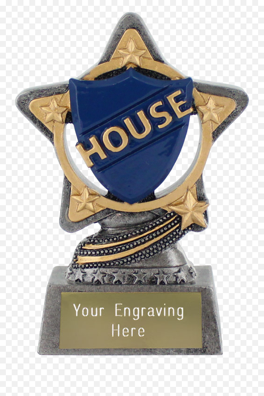 Blue House Trophy By Infinity Stars In Antique Silver 10cm 4 Emoji,1st Place Medal Emoji