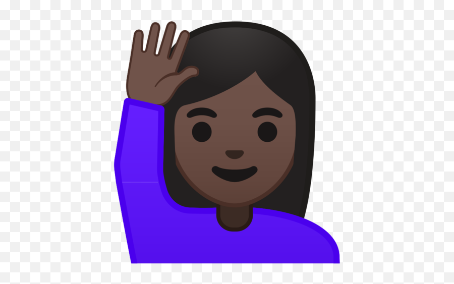 Dark Skin Tone Emoji - Muñequitos Levantando La Mano,Person Raising Hand Emoji