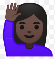 Dark Skin Tone Emoji - Muñequitos Levantando La Mano,Person Raising Hand Emoji
