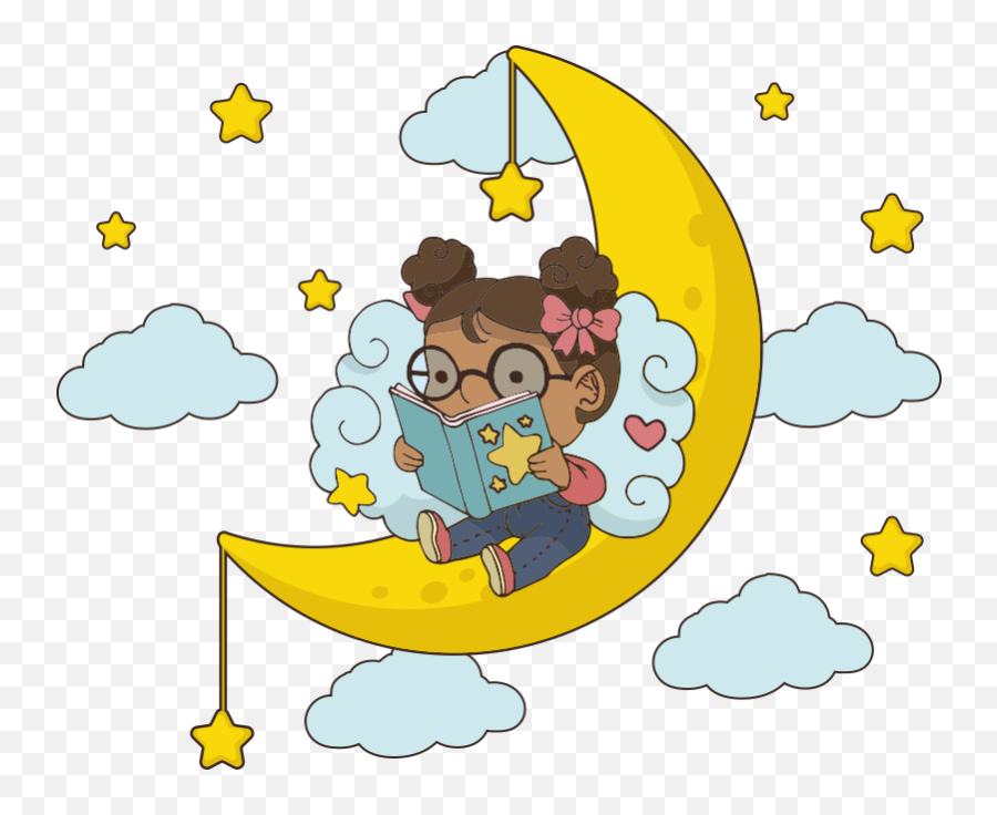 Fata Citind Pe Luna Ilustraie Art Perete Decal - Fictional Character Emoji,Emoji De Cora??o