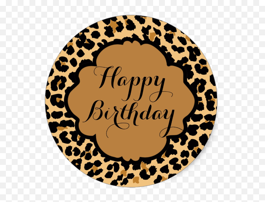 Leopard 75u0027u0027 Rounds - Happy Birthday Cheetah Print Emoji,Emoji Cake Topper