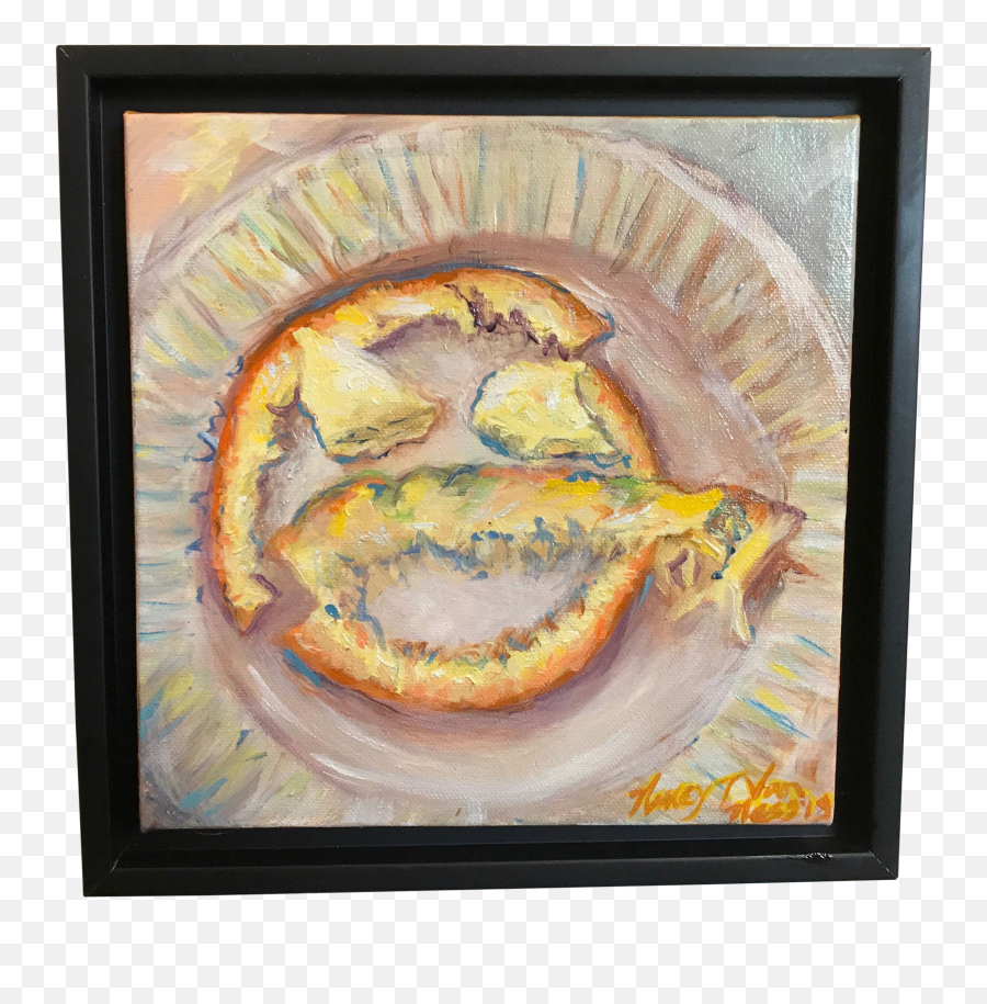 Lunch Original Framed Oil Painting Framed Oil Painting - Poster Frame Emoji,Abstract Human Emotion Painting