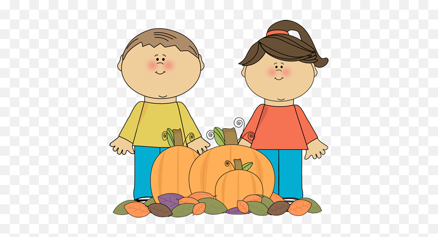 Kids With Fall Pumpkins Clip Art - Preschool Fall Clipart Emoji,Pumpkin Emotions For Preschoolers