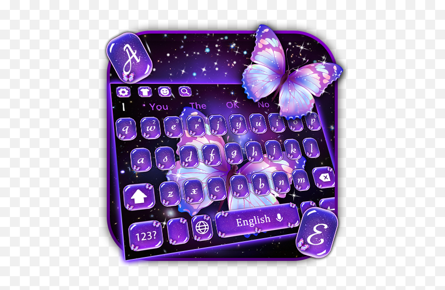 Purple Starry Colorful Butterfly Keyboard Theme Apk 10001003 - Girly Emoji,Butterfly Emoticon Android