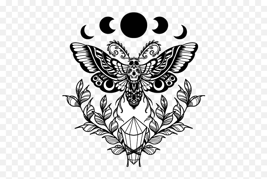 Wicca Symbol With Insect And Moon Phases Sticker For Sale By Emoji,Blue Heart Emojis And Blue Butterflies Means Or Symbolic