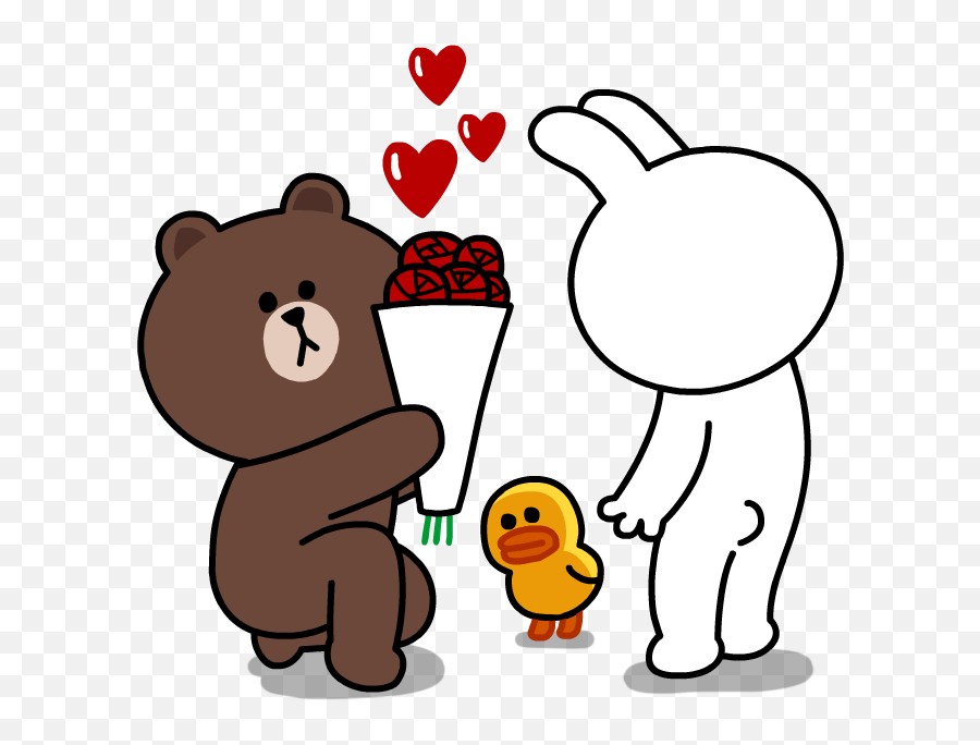 10 Types Of Romance As Told By Emoji Line Sticker Cute - Cony Brown Png,Teddy Bear Emojis