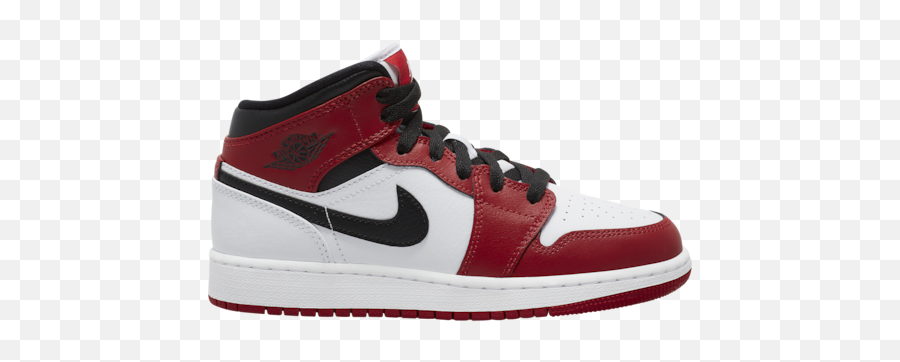 Jordan Aj 1 Mid - Boysu0027 Grade School Casual Basketball Shoes Black Red And White Kids Jordan 1 Mid Emoji,Foot Locker Emoji