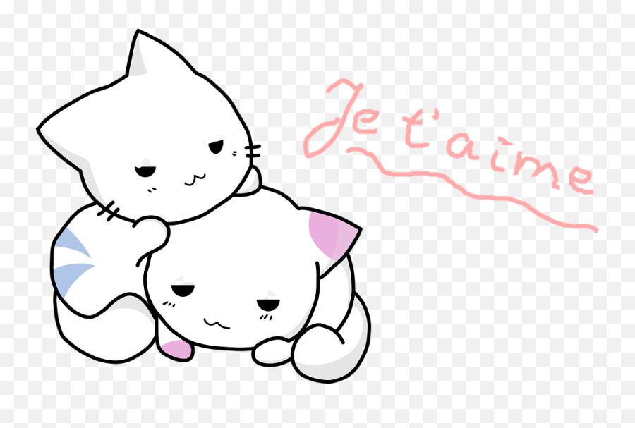 Kittens Cats Love - Cute Cat Blue And Pink Emoji,??? Je T'aime Emotion