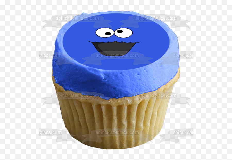 Sesame Street Cookie Monster Face Edible Cake Topper Image Abpid00283 - Avengers Endgame Logo Cake Emoji,Smiley Emoticon Baking Cookies