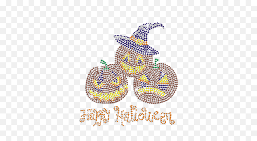 Happy Halloween With Funny Pumpkins Iron On Rhinestone - Witch Hat Emoji,Pumpkins Emotion Faces