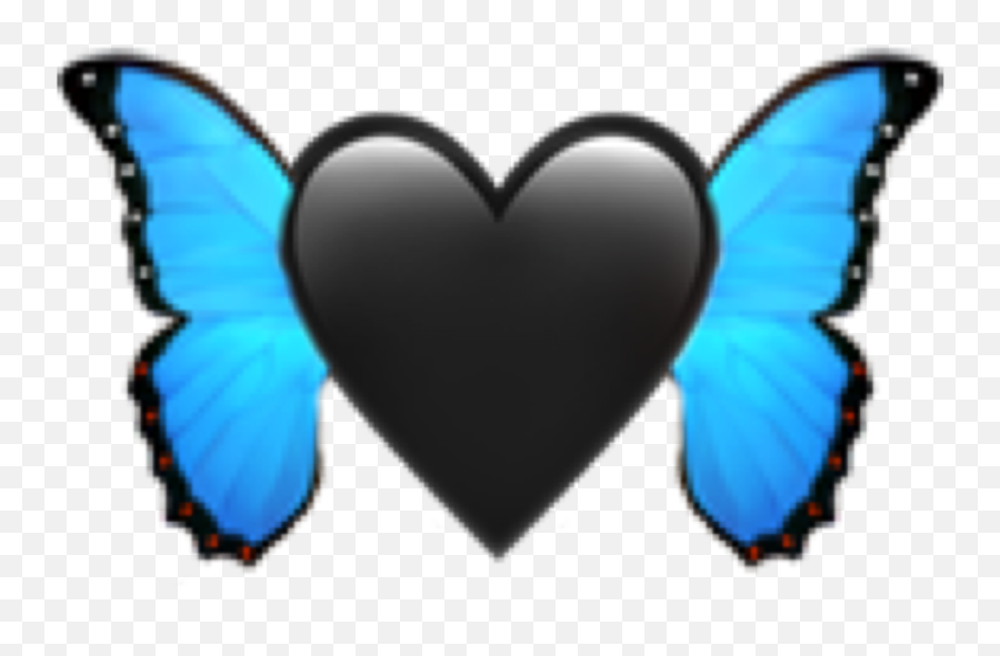 Black Blue Emoji Heart Hearts Butterfly - Emoji Mariposa,Wing Emoji Facebook