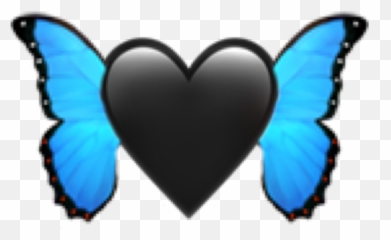 Black Blue Emoji Heart Hearts Butterfly - Emoji Mariposa,Wing Emoji Facebook