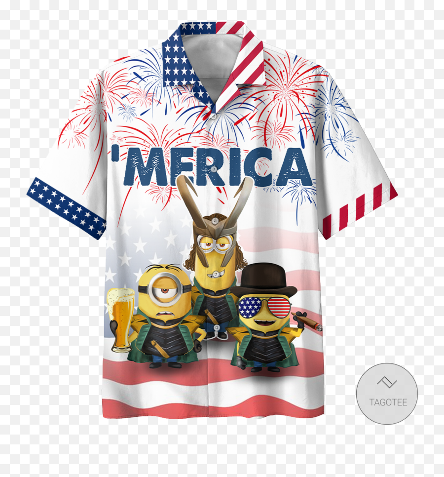 Minions Independence Day Hawaiian Shirt Beach Shorts - Tagotee Emoji,Emotions Of Finn Shirt