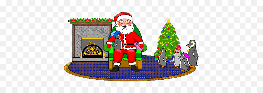Christmas Clip Art Santa Sitting By A Fireplace Listening To - Santa Claus Emoji,Emoji Santa And Christmas Tree