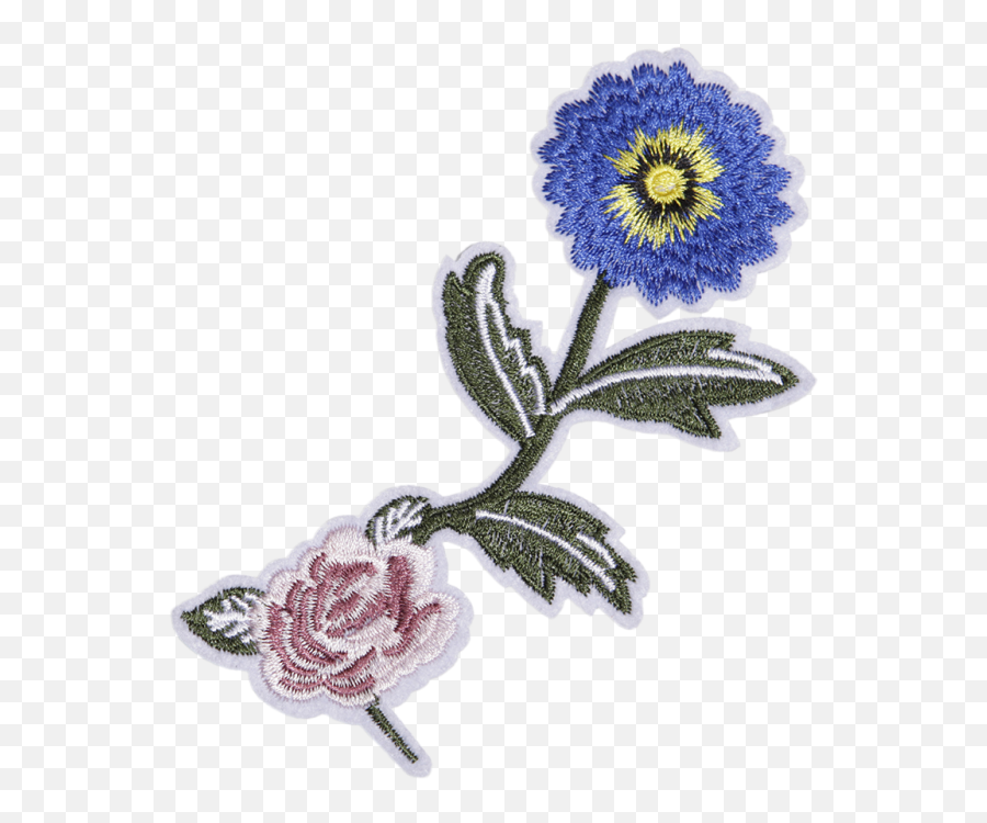 Blue And Pink Flower Customized Embroidery Patch - Cstown Emoji,Blue Emotion Rose