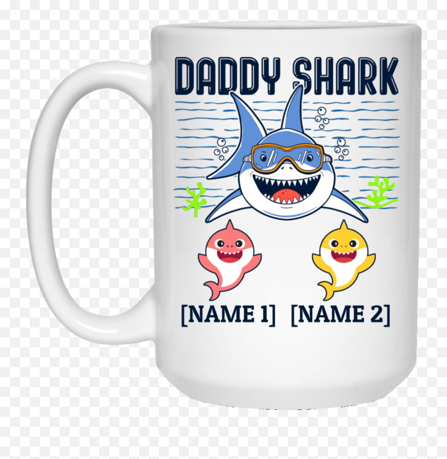 Personalized Daddy Shark And Two Baby - Avatar The Last Airbender Wisdom Of Uncle Iroh Emoji,Have A Nice Day Mug Emoticon