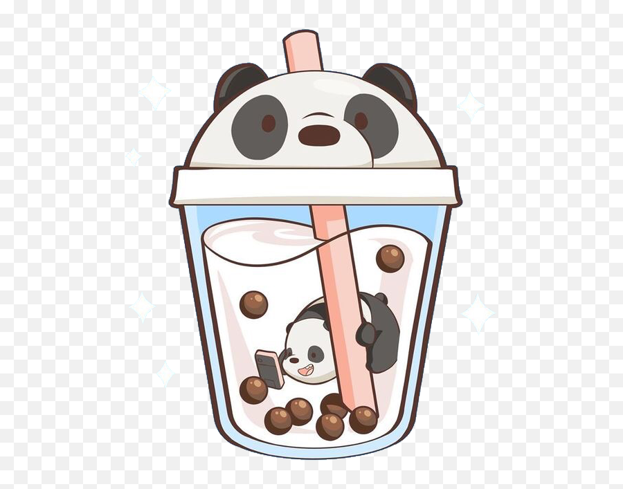 Bubbletea Tea Panda Cute Kawaii Sticker - Panda Boba Emoji,Kawaii Tea Set Emoji