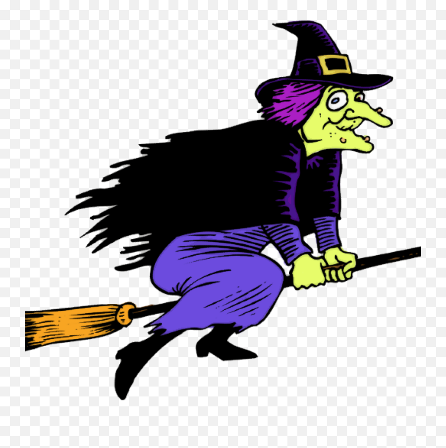 Halloween - Witch Clip Art Emoji,Witch On Broom Emoticon