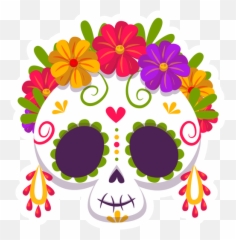 Day Of The Dead Skull Sticker - Sticker Mania Emoji,Skull Emoji Discord