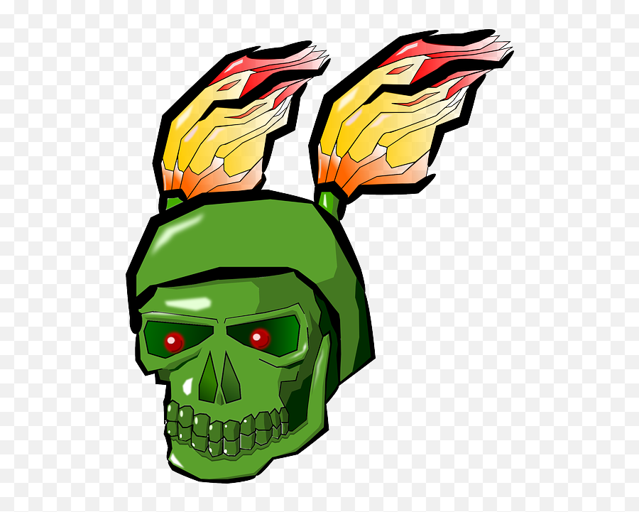 Download Demon Skull Monster Evil - Tengkorak Api Hijau Emoji,Death Skull Emoji
