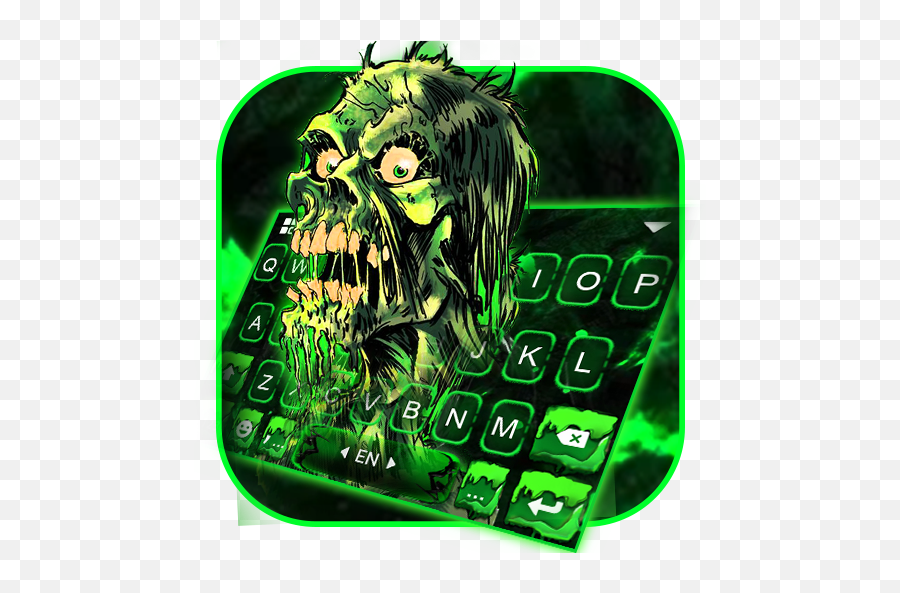 2021 Green Zombie Skull Keyboard Theme Pc Android App - Fictional Character Emoji,Zombie Emojis For Android