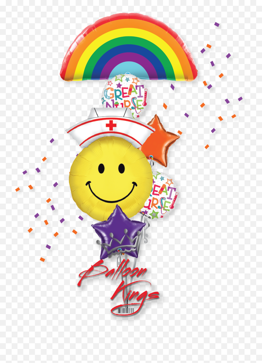 Rainbow Smiley Nurse Large Bouquet - Welcome Baby Boy Emoji,Nurse Emoji