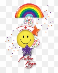 Rainbow Smiley Nurse Large Bouquet - Welcome Baby Boy Emoji,Nurse Emoji