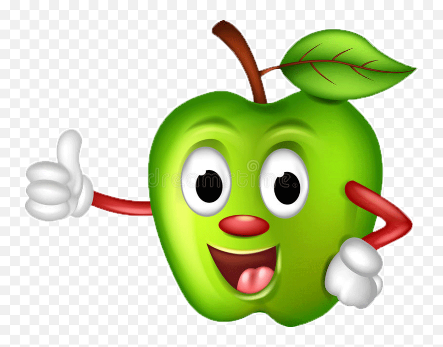 Clipart Apple Thumbs Up Transparent Png - Happy Green Apple Clip Art Emoji,Thumbs Up Emoji Apple