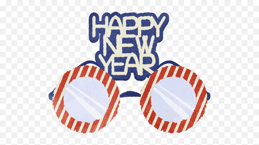 Round Glasses American Flag Pattern With Happy New Year Emoji,Independence Day America Emoji