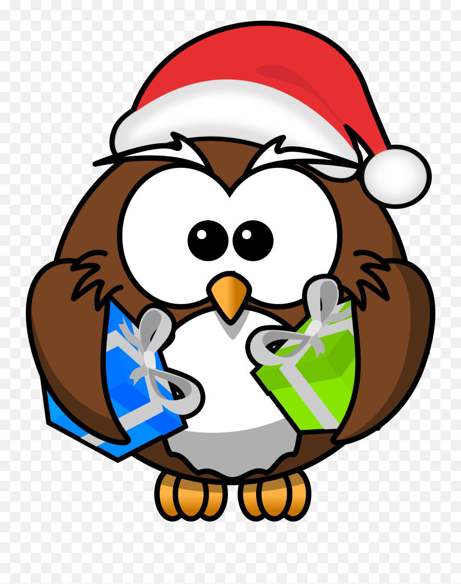 Santa Owl Owl Clip Art Christmas Owls Cartoon Clip Art - Christmas Owl Clipart Emoji,Emoji Costume Ebay