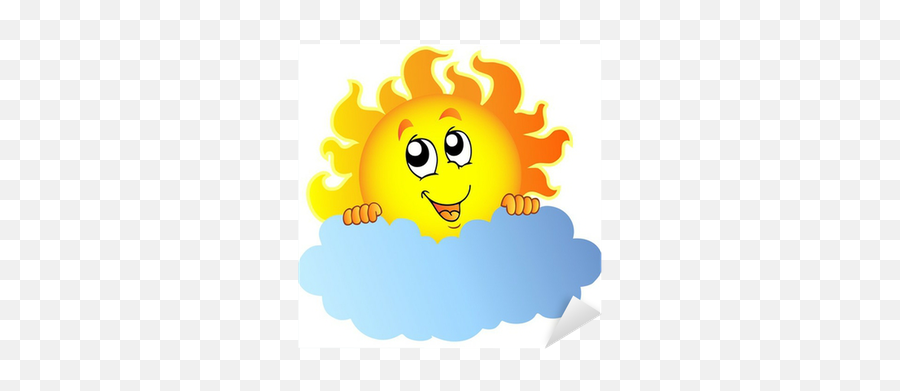 Cartoon Sun Holding Cloud Sticker - Smiling Sun Clipart Hd Emoji,Emoticon Holding Your Breath