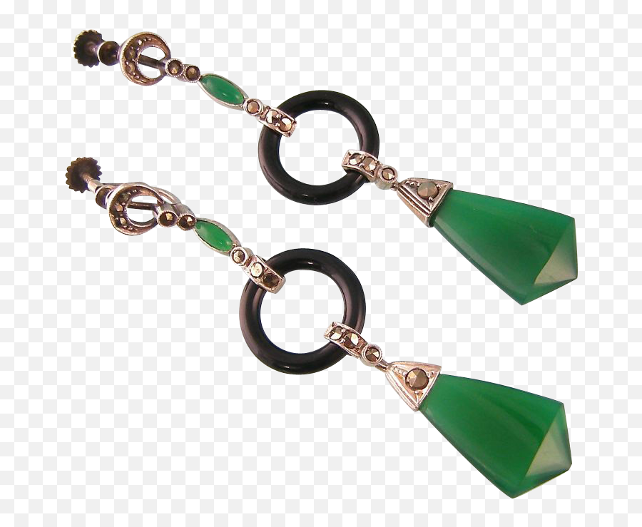 Stunning Art Deco Earrings Chrysoprase - Solid Emoji,Sterling Silver Emoticon Earrings