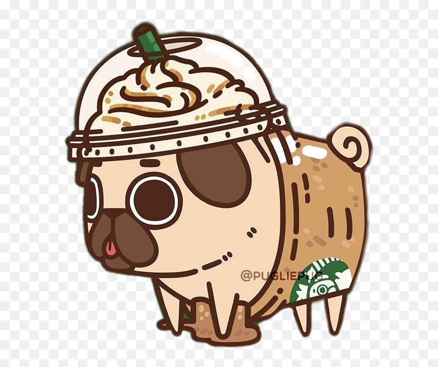 Pugliepug Pug Starbucks Bebida Sticker - Puglie Pug Emoji,Puglie Pug Emojis