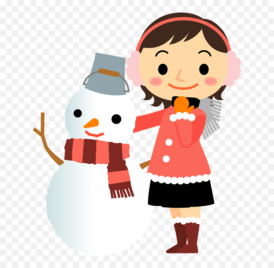 Girl Snowman Clipart - Building Snow Man Clipart Emoji,How To Do Dansing Snowman Emojis On Computer