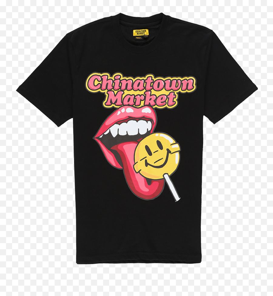 Chinatown Market Smiley Lollipop T - Shirt Black Unisex Emoji,Emoticon Shirt