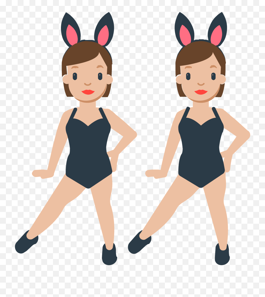 People With Bunny Ears Emoji Clipart - Women With Bunny Ears Emoji,Bunny Emoji
